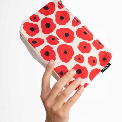 Velká kosmetická taška – Greige – poppy print